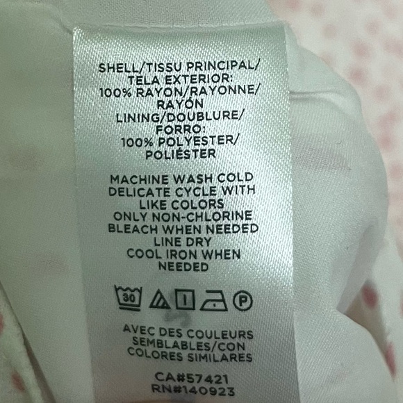 LOFT Midi Dress Button Down Flutter Sleeves V-Neck Waist Tie Pink White 12P - Picture 11 of 11